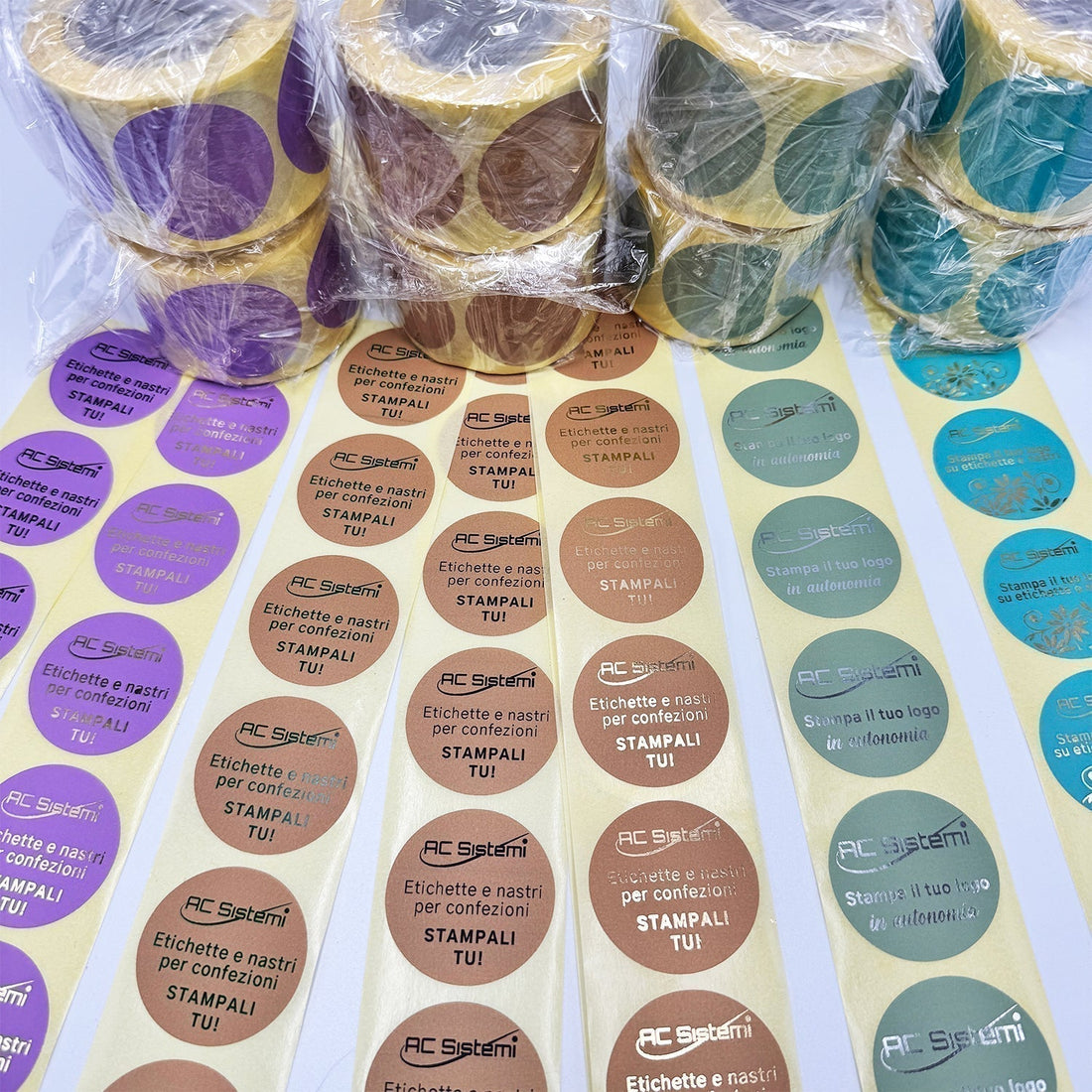 bollini adesivi colorati 40 mm in carta termica protetta