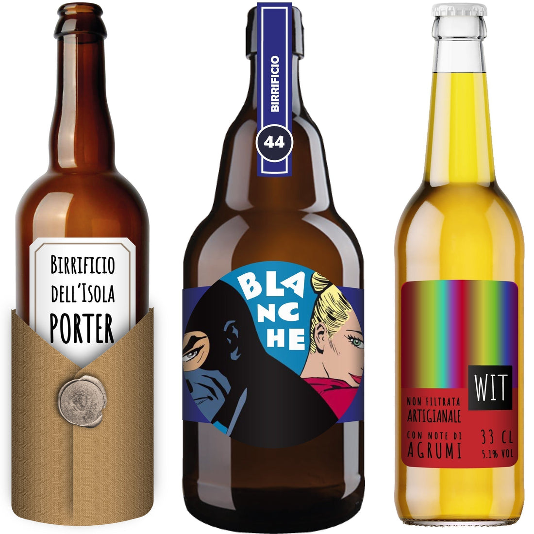 etichette a colori per birra artigianale