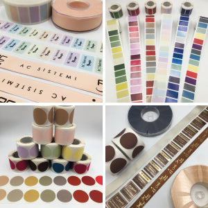 etichette adesive e nastri in raso per confezioni personalizzate