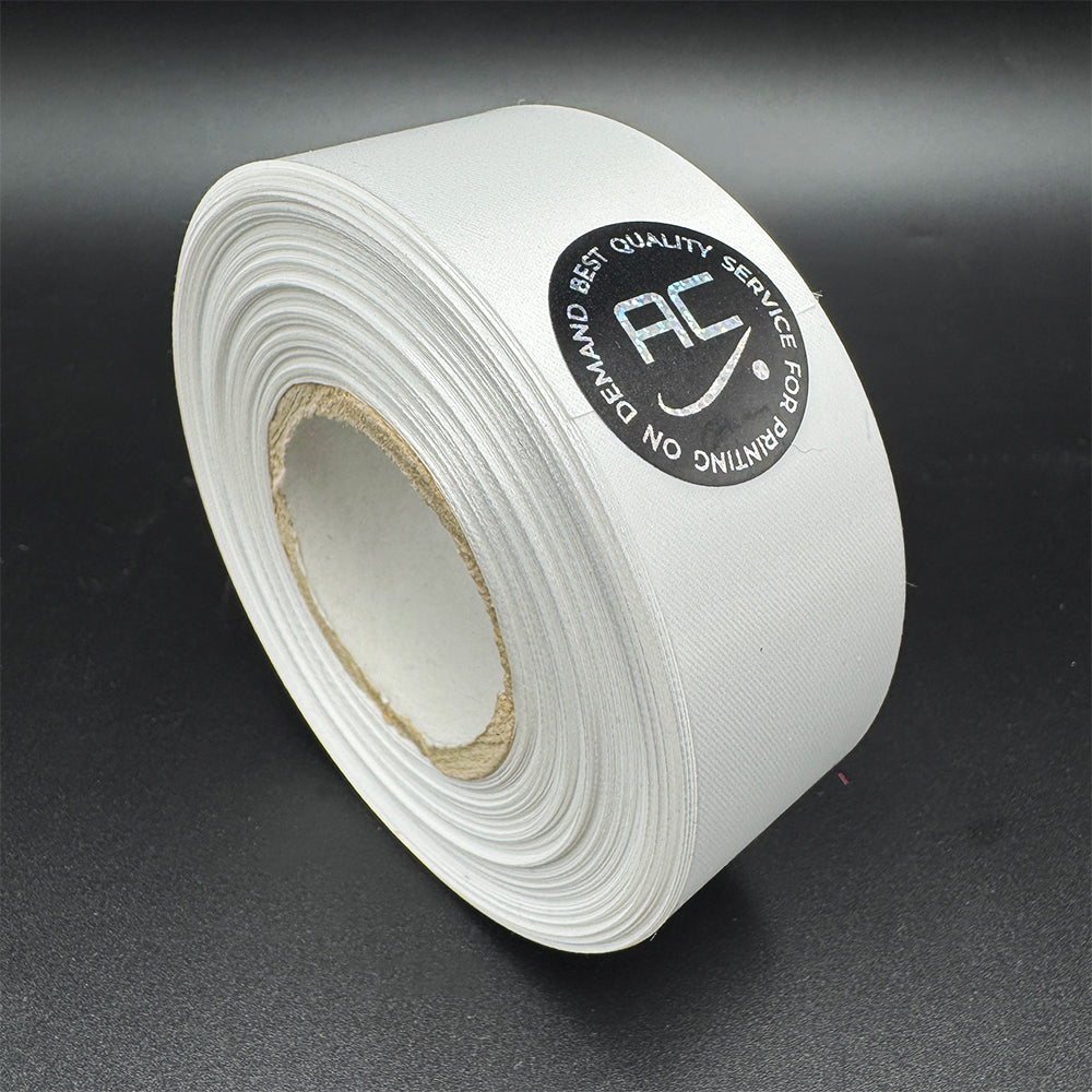 BOBINA IN RASO BIANCO PER ETICHETTE COMPOSIZIONE ABBIGLIAMENTO MM 30 X 40 MT