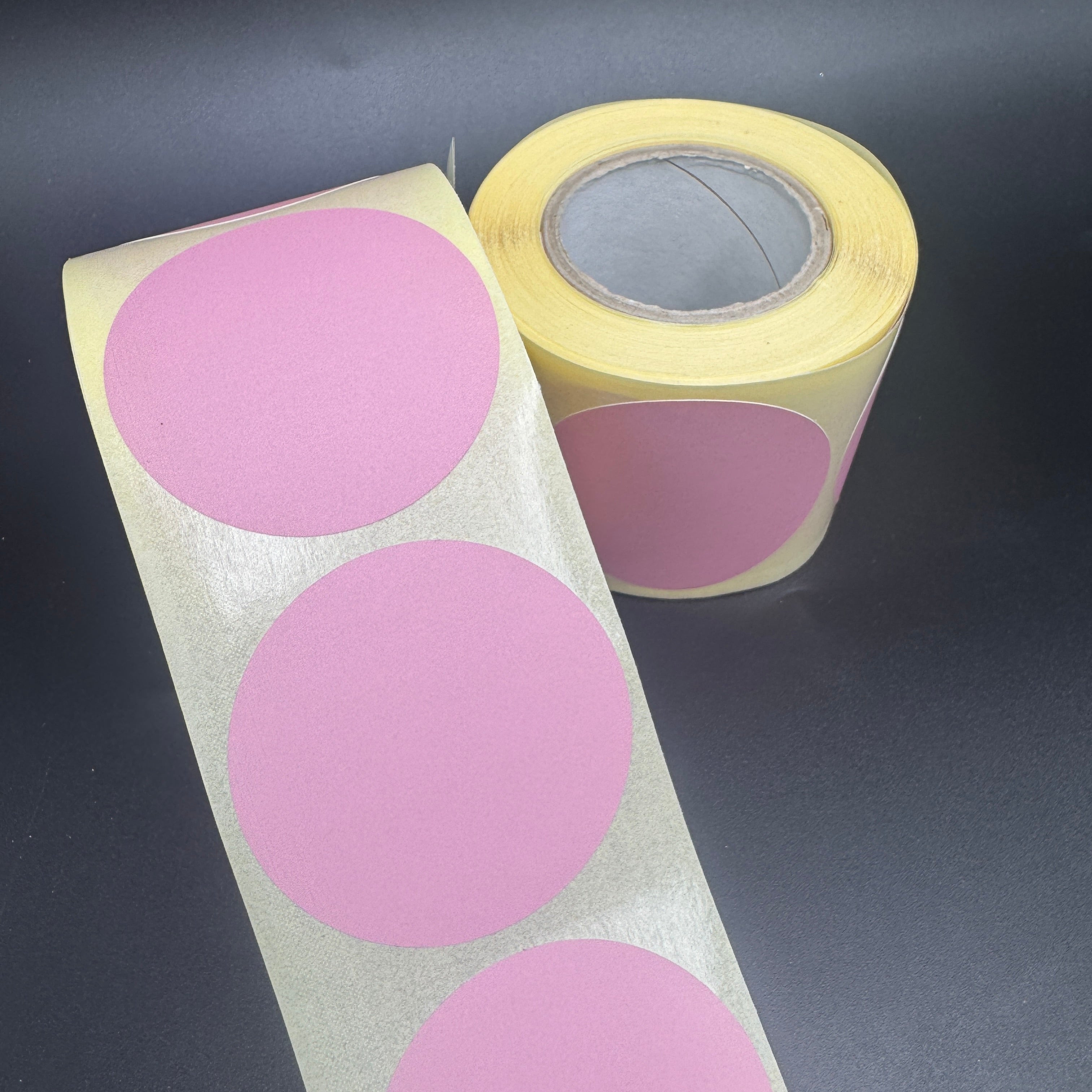 BOLLINO ADESIVO ROSA IN CARTA TERMICA PROTETTA 50 MM