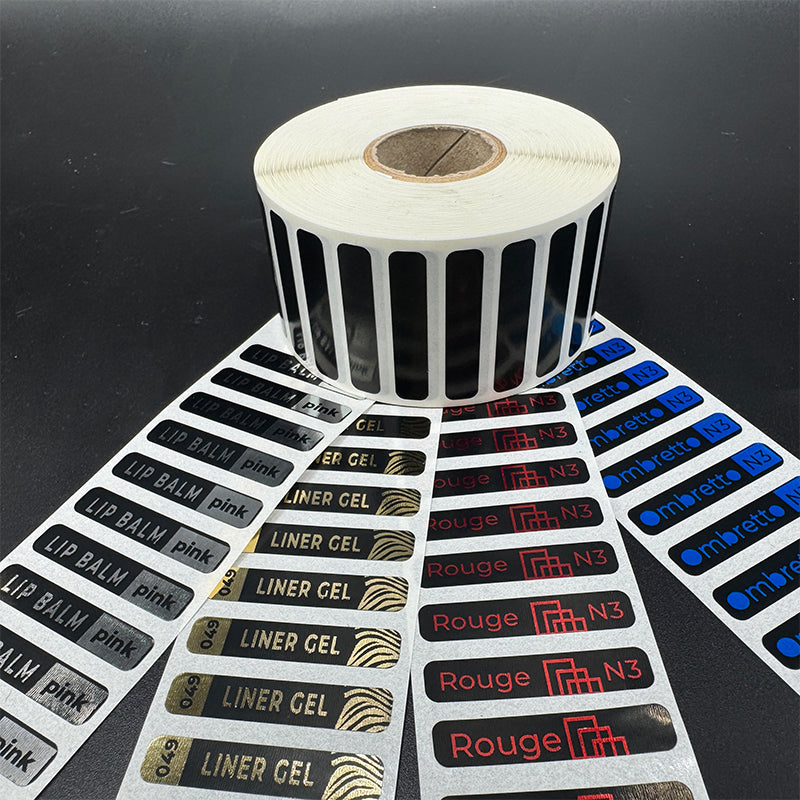 ETICHETTE ADESIVE MM 35 X 7  IN POLIPROPILENE NERO LUCIDO