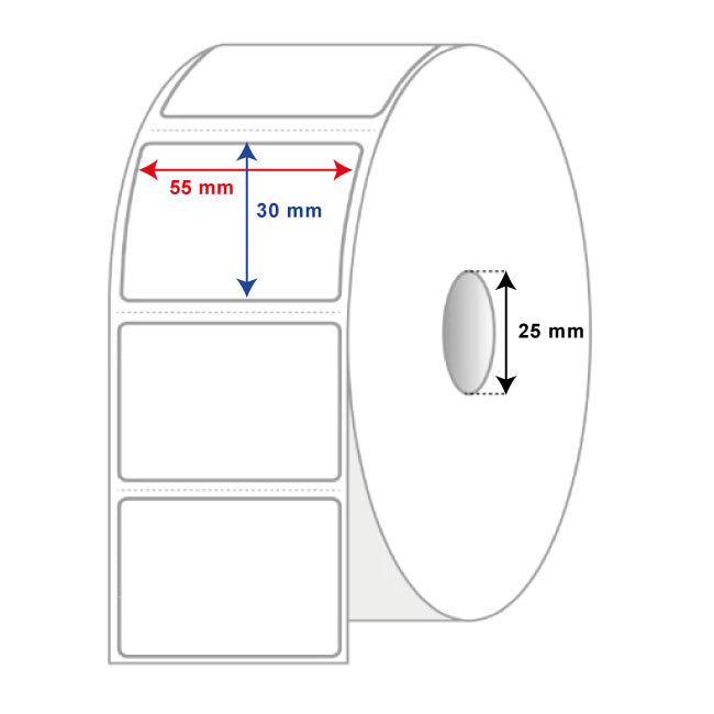 ETICHETTE ADESIVE MM 55 X 30 IN POLIPROPILENE BIANCO LUCIDO ADESIVO REMOVIBILE