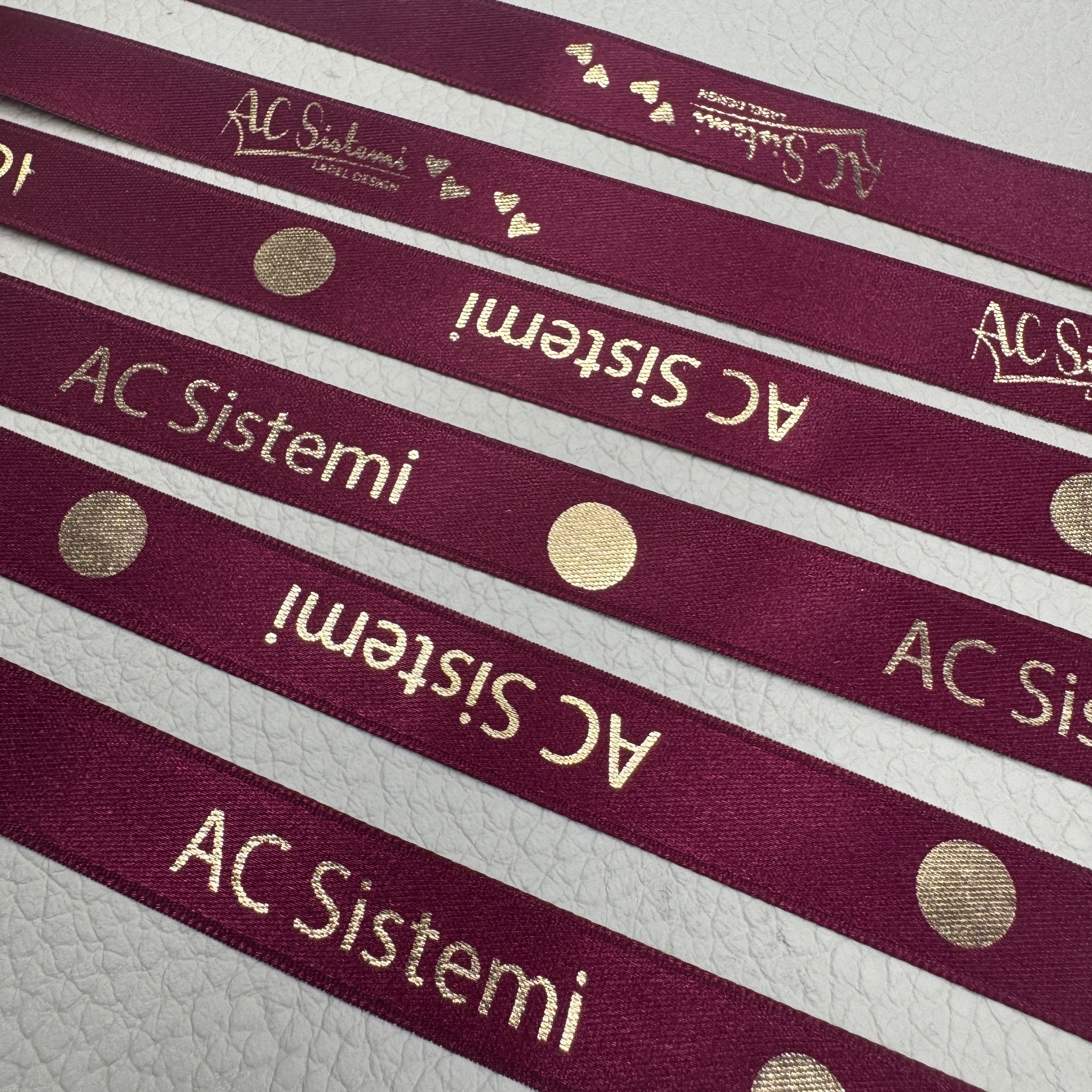 nastro in raso bordeaux personalizzato