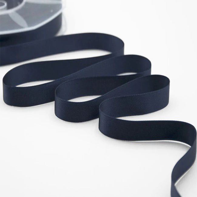 NASTRO IN DOPPIO RASO BLU NOTTE MM 16X25 MT