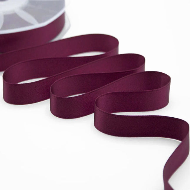 NASTRO IN DOPPIO RASO BORDEAUX SCURO MM 16X25 MT