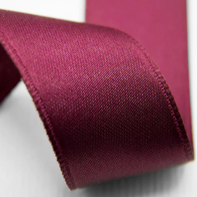NASTRO IN DOPPIO RASO BORDEAUX SCURO MM 16X25 MT