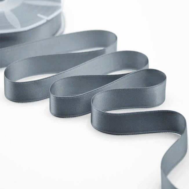 NASTRO IN DOPPIO RASO GRIGIO SCURO MM 16X25 MT