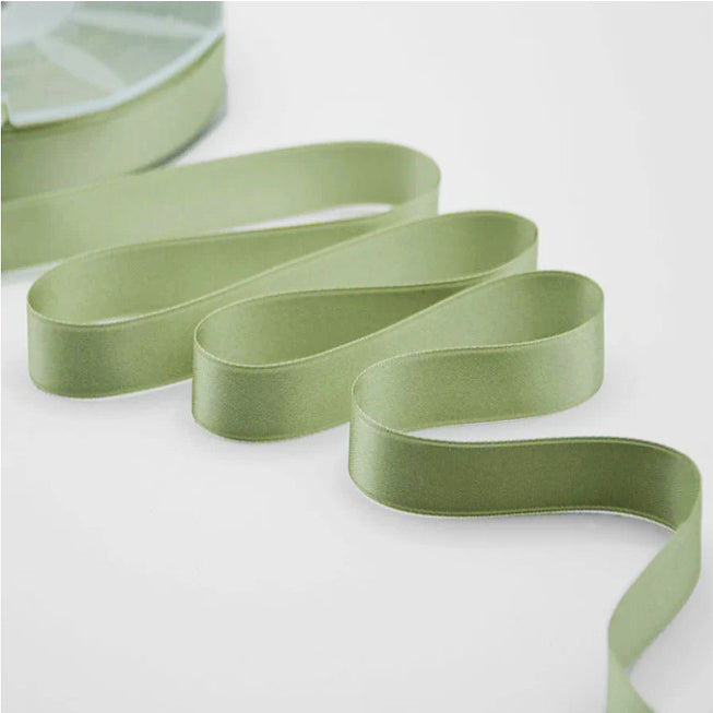 NASTRO IN DOPPIO RASO SALVIA MM 16X25 MT