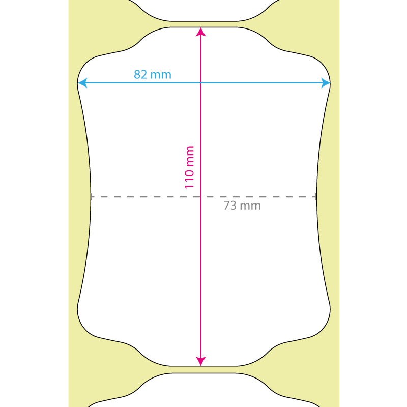 ETICHETTE ADESIVE SAGOMATE PER ALIMENTI 82 X 110 MM