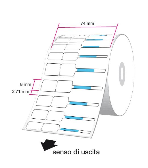 ETICHETTE GIOIELLERIA CON SPADINO TRASPARENTE mm 74 x 8