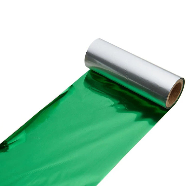 RIBBON RESINA VERDE METALLIZZATO PER IL TRASFERIMENTO TERMICO MM 110 X 20 MT