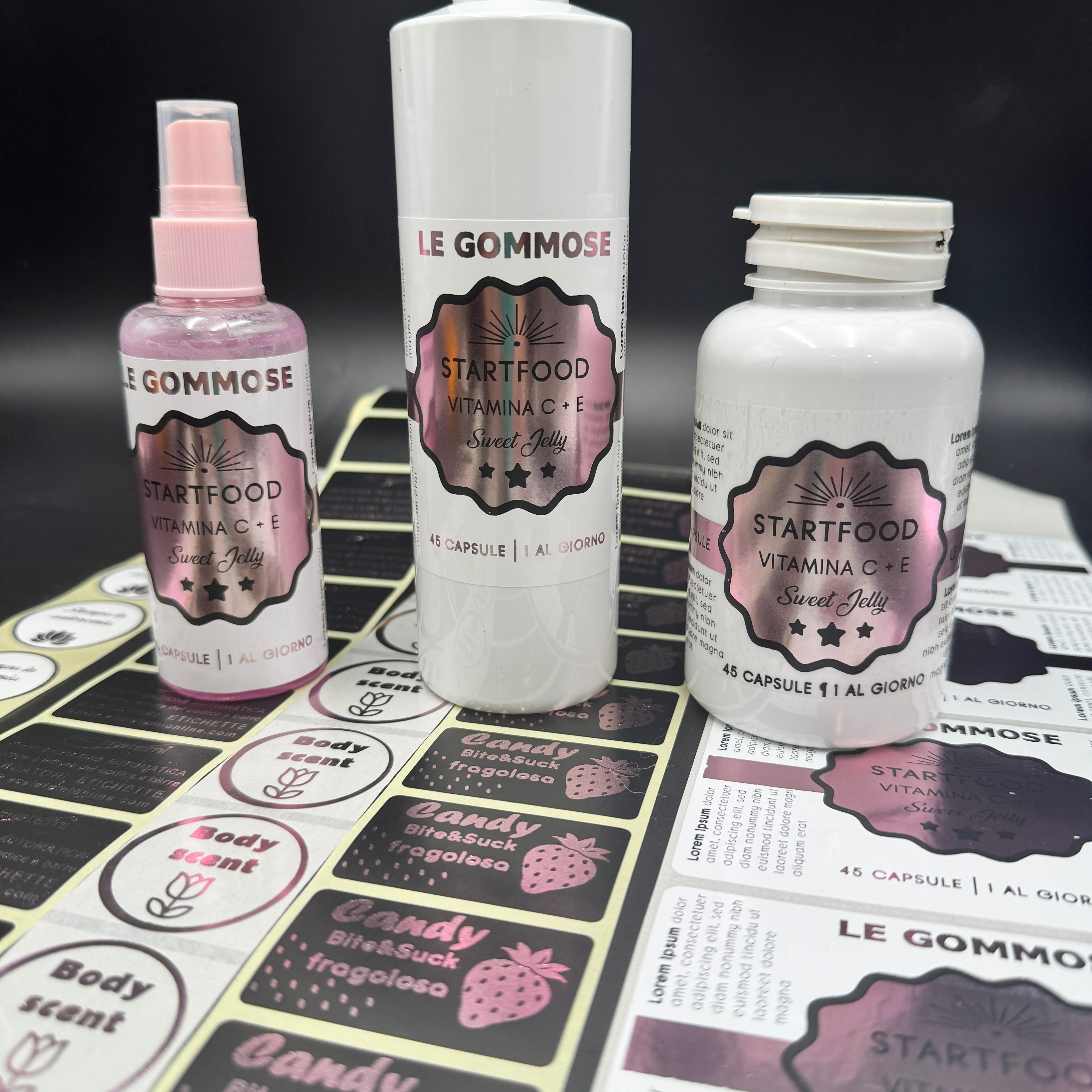 stampa a trasferimento termico etichette per cosmetici color rosa metallizzato