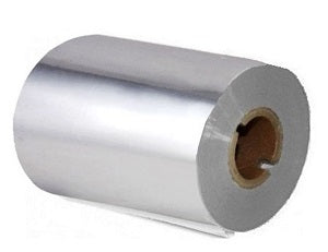 RIBBON CERA ARGENTO METALLIZZATO MM 100  X 200 MT ANIMA 1"