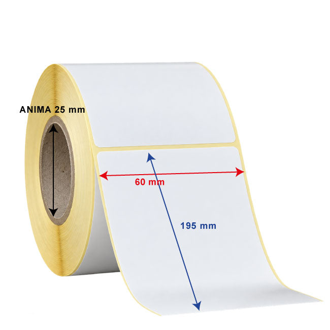 ETICHETTE MM 60 X 195 IN CARTA TERMICA PROTETTA