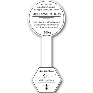 REALIZZAZIONE GRAFICA ETICHETTA PER MIELE: ESAGONO CON SIGILLO INTEGRATO