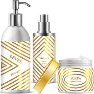 REALIZZAZIONE GRAFICA ETICHETTE PER PRODOTTI COSMETICI: PROFILI GEOMETRICI
