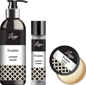 MODELLO PERSONALIZZABILE DI ETICHETTA PER PRODOTTI COSMETICI: PATTERN DAMA