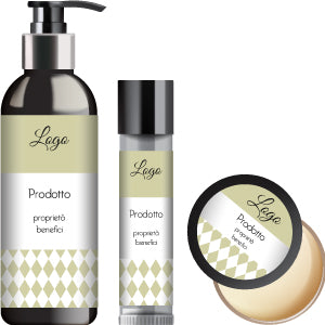 MODELLO PERSONALIZZABILE DI ETICHETTA PER PRODOTTI COSMETICI: PATTERN ROMBI