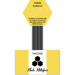 REALIZZAZIONE GRAFICA ETICHETTA PER MIELE: FUSTELLA FORATA