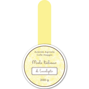 REALIZZAZIONE GRAFICA ETICHETTA TONDA PER MIELE CON SIGILLO INTEGRATO