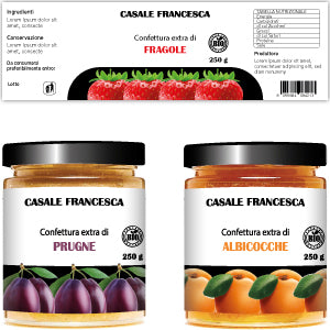 REALIZZAZIONE GRAFICA ETICHETTA PER CONFETTURE: FRUTTA VERA