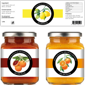 REALIZZAZIONE GRAFICA ETICHETTA PER MARMELLATE: CORNICE TONDA